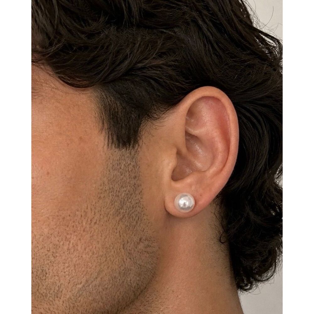 Men’s Classic Faux Pearl Stud Earrings 10mm